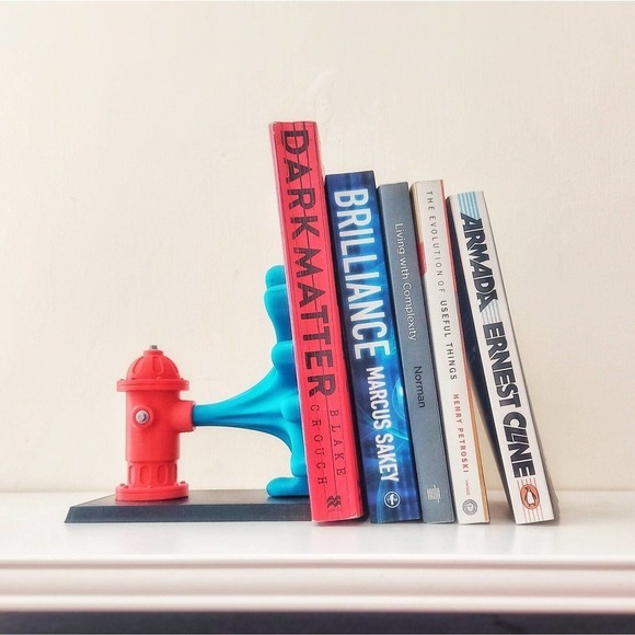 Whimsical Industrial Fire Hydrant Book End Set of 2 - Colorful and Homemade - Picture 2 of 3